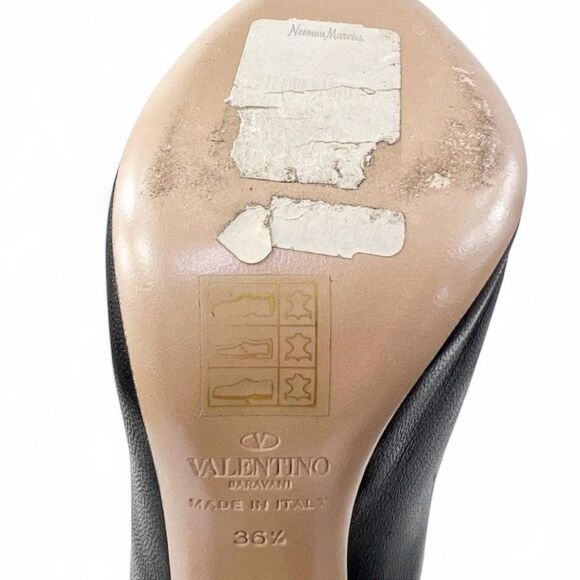 VALENTINO Garavani Black Leather Rockstud Stiletto Ankle Boots Size 36.5 - Picture 10 of 10